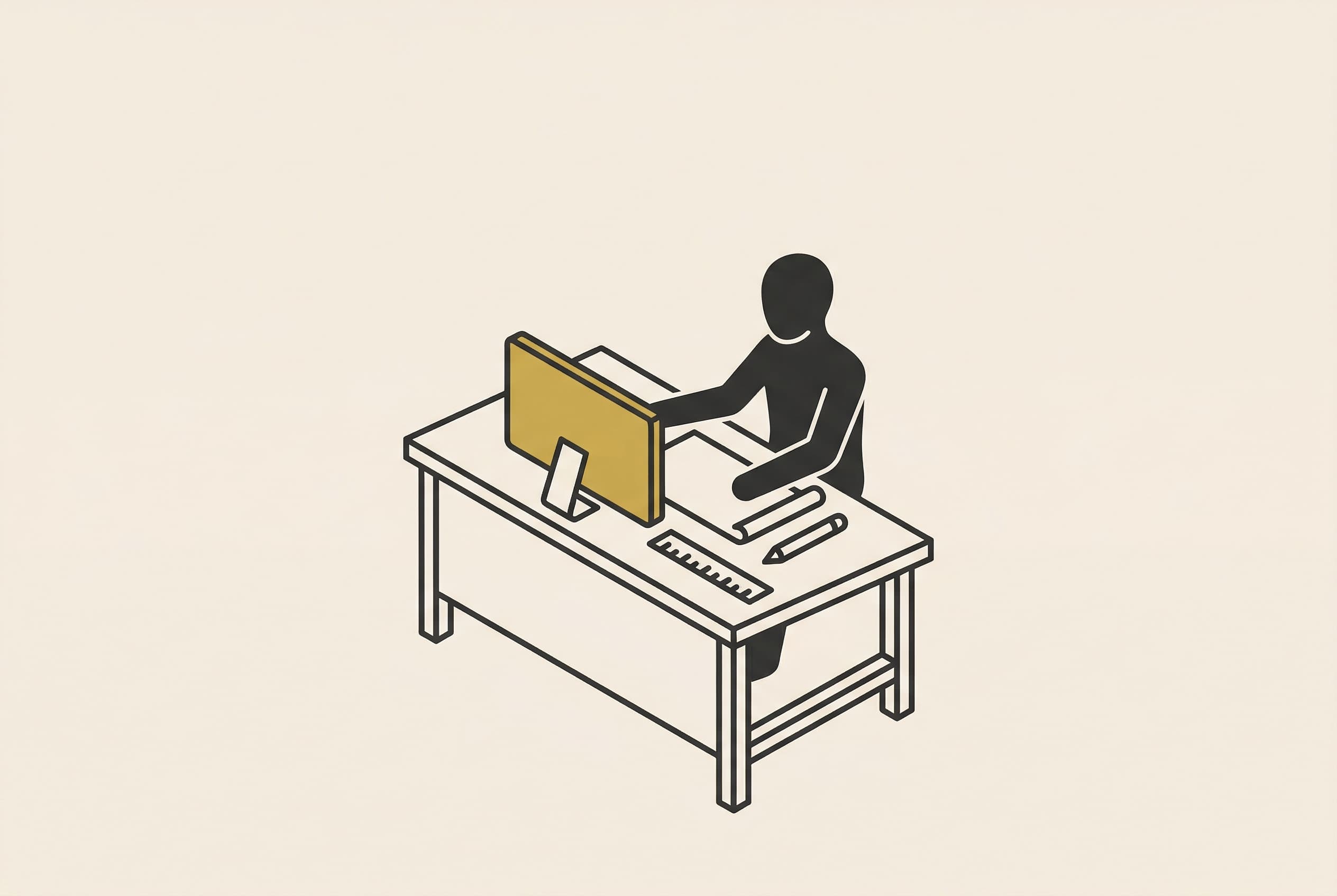 Craftsperson at drafting table